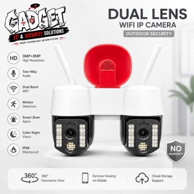 Picture of Dual Lens Speaker WiFi IP Camera 3MP+3MP Outdoor PTZ Security Camera | Human Detection | Two-Way Audio | Color Night Vision white & black