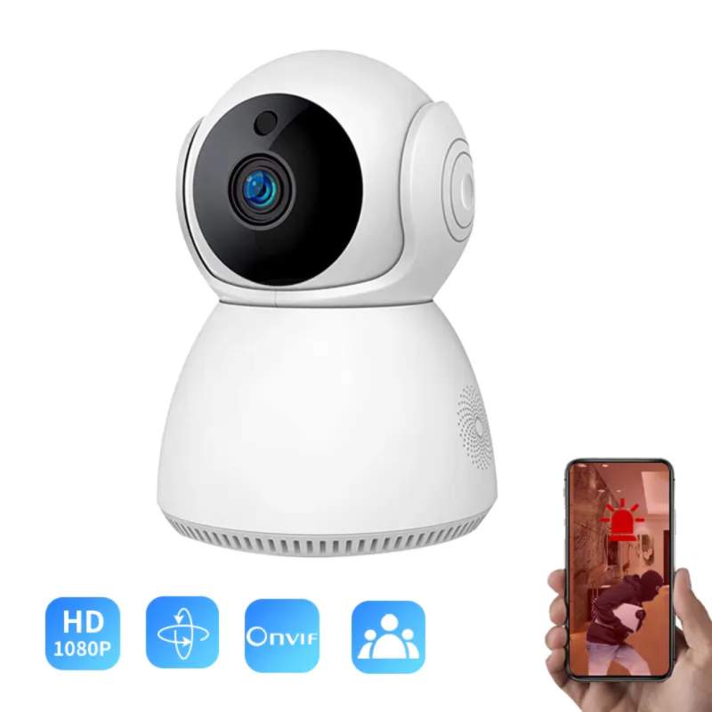 Picture of V380 Q7 Pro 3MP WiFi PTZ IP Camera | 360° Indoor CCTV | LAN Port | Two-Way Audio | Night Vision | SD Card Support White