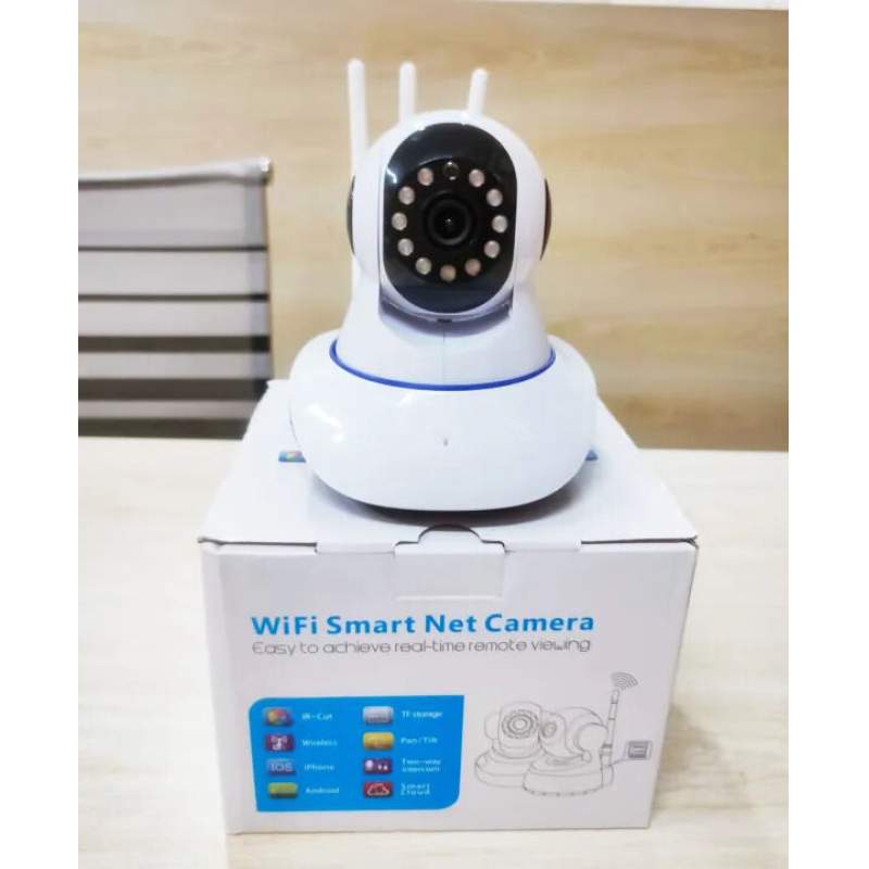 Picture of Q5 Three Antenna Robot WiFi IP Camera 2MP 1080P | 360° PTZ | Two-Way Audio | Night Vision | Motion Detection | V380 AppQ5 Three Antenna Robot WiFi IP Camera 2MP 1080P | 360° PTZ | Two-Way Audio | Night Vision | Motion Detection | V380 App White