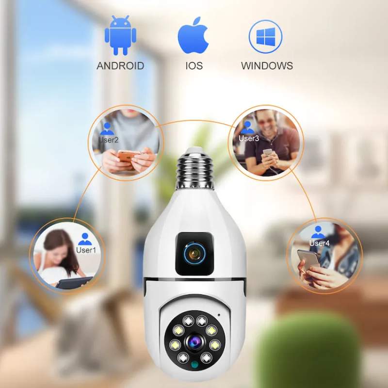 Picture of Q21 Dual Lens Bulb IP Camera | 6MP WiFi CCTV Camera | V380 Pro | Dual Lens 360° PTZ | AI Human Tracking | Two-Way Audio | Color Night Vision | E27 Bulb Camera White