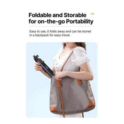 Picture of ULANZI MA09 Extendable Tripod & Selfie Stick | 180cm Height | Foldable Portable Tripod | Smartphone & Camera Stand | Bluetooth Remote Compatible | Vlogging & Live Streaming Tripod Black