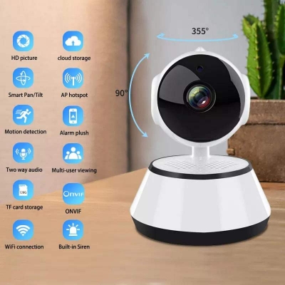 Picture of V380 Smart Mini Doll WiFi IP Camera 2MP 1080P HD | 355° PTZ | Two-Way Audio | Night Vision | Motion Detection | Micro SD Support White