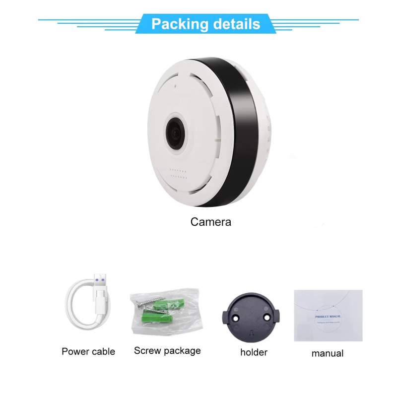 Picture of 3MP Panoramic WiFi IP Camera 360° Fisheye CCTV | Two-Way Audio | Night Vision | Motion Alarm | V380 App | White