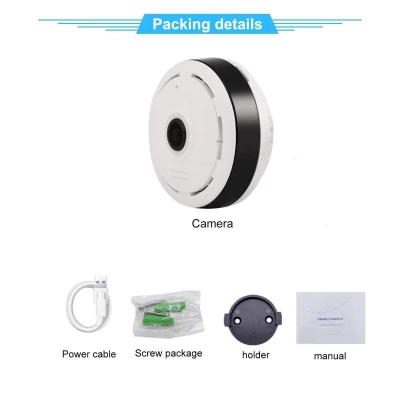 Picture of 3MP Panoramic WiFi IP Camera 360° Fisheye CCTV | Two-Way Audio | Night Vision | Motion Alarm | V380 App | White