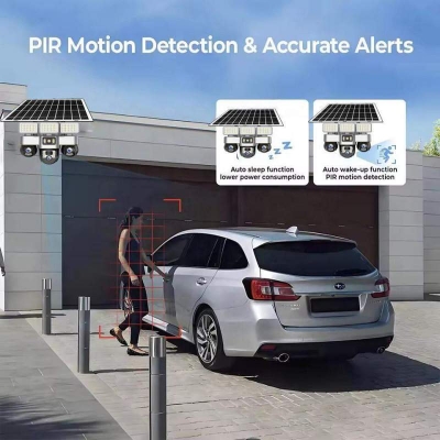 Picture of 12MP Triple Lens Solar PTZ Security Camera | 4G SIM | V380 Pro | 355° Pan & 90° Tilt | AI Human Detection | Auto Tracking | Two-Way Audio | Color Night Vision | IP66 Waterproof Black