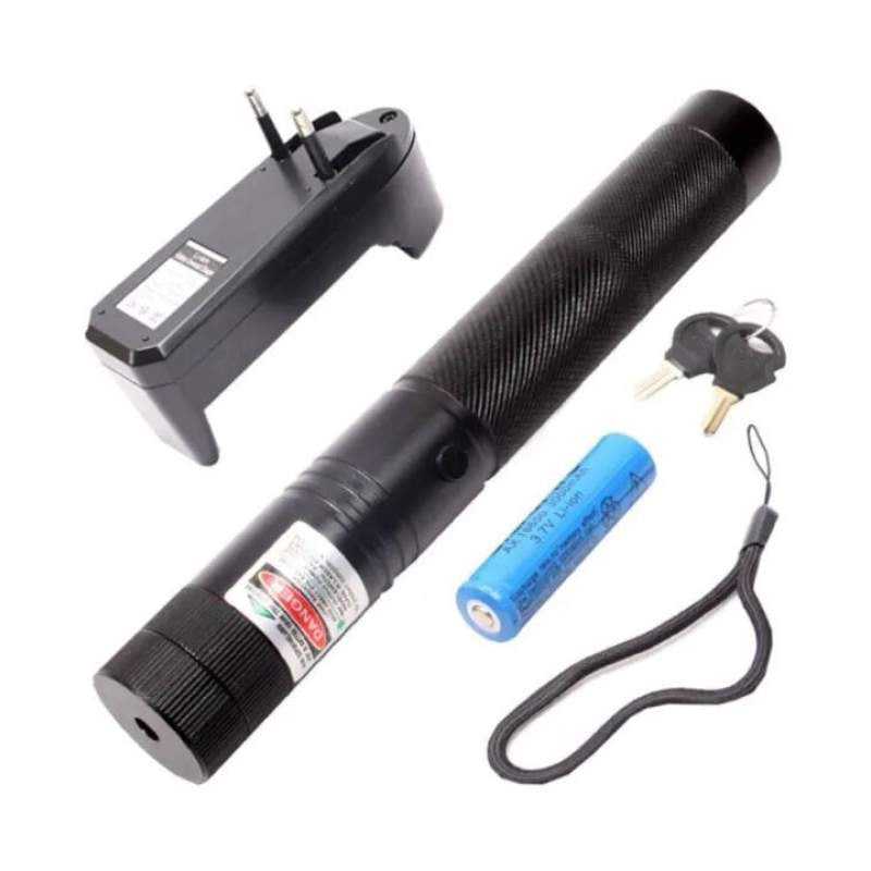 Picture of Laser Pointer Light Rechargeable Green Adjustable Burn Match Light goes up to the plane Black