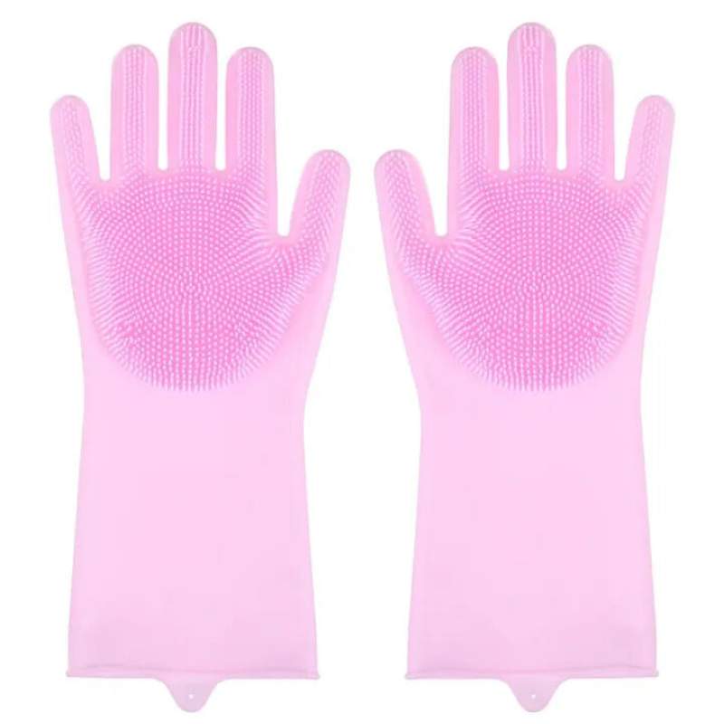 Picture of 1 Pair Magic Silicone Dish Washing Gloves Scrubber Cleaning Brush Heat Resistant A Grade Multicolor
