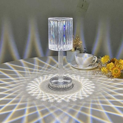 Picture of 16 Color Crystal Diamond Table Lamp | USB Rechargeable LED Touch & Remote Control Night Light | RGB Atmosphere Bedside Lamp for Bedroom, Living Room & Dining Table Multicolor