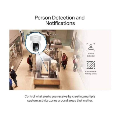 Picture of Pan/Tilt Home Security Wi-Fi Camera Tapo C212 High-Definition Video: Records every image in crystal-clear view Pan and Tilt: 360º horizontal and 114º vertical range Advanced Night Vision: Provides a visual distance of up to 30 ft Motion Detection White