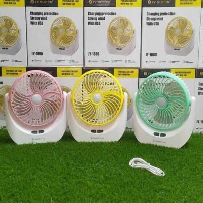 Picture of JY Super JY-1880 lithium rechargeable mini table fan with LED light Multicolor
