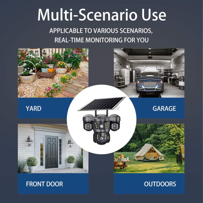 Picture of V380 Pro Three Lens Solar Powered 4G LTE Battery Backup Security IP Camera Black