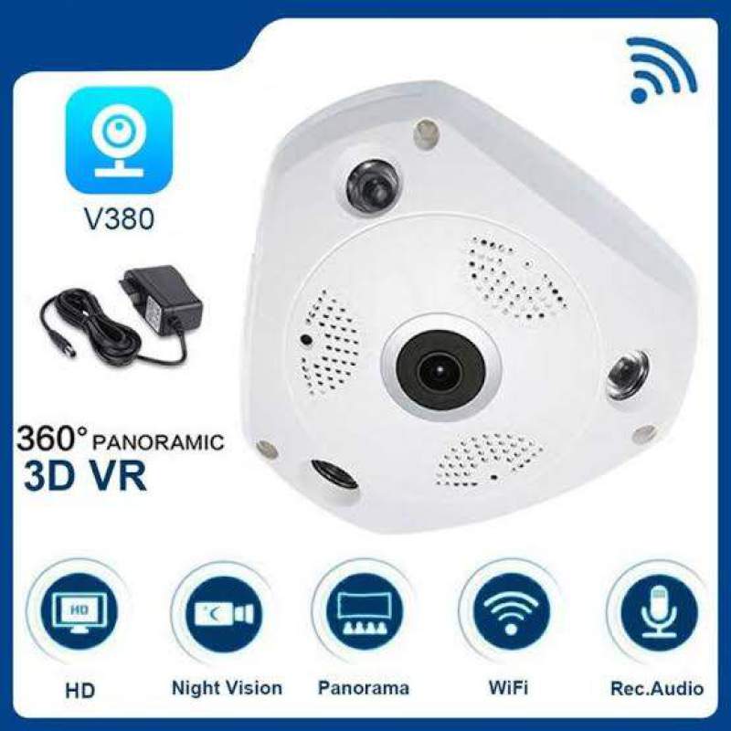 Picture of Q8 VR Cam 3MP Outdoor WiFi IP Camera | 360° Panoramic | Two-Way Audio | Color Night Vision | Motion Detection | Waterproof CCTV White