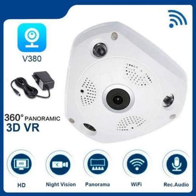 Picture of Q8 VR Cam 3MP Outdoor WiFi IP Camera | 360° Panoramic | Two-Way Audio | Color Night Vision | Motion Detection | Waterproof CCTV White