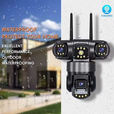 Picture of V380 SC28 3 Lens Outdoor PTZ IP Camera | WiFi & 4G SIM Supported | 9MP Triple Lens | AI Human Tracking | Two-Way Audio | Color Night Vision | 128GB Support 