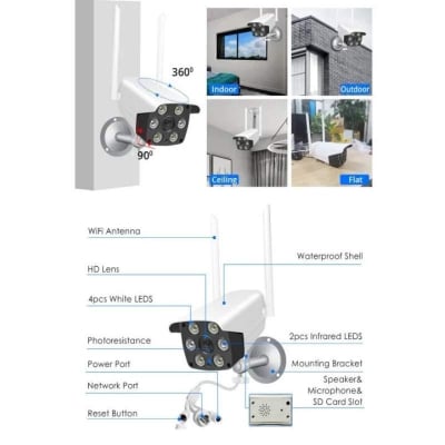 Picture of V380 K6 3MP 1536P WiFi Outdoor IP Camera | Full Color Night Vision | Waterproof | Two-Way Audio | Motion Detection | V380 Pro Security Camera White