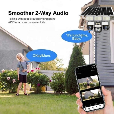 Picture of 12MP Triple Lens Solar PTZ Security Camera | 4G SIM | V380 Pro | 355° Pan & 90° Tilt | AI Human Detection | Auto Tracking | Two-Way Audio | Color Night Vision | IP66 Waterproof Black