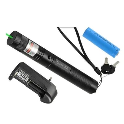 Picture of Laser Pointer Light Rechargeable Green Adjustable Burn Match Light goes up to the plane Black