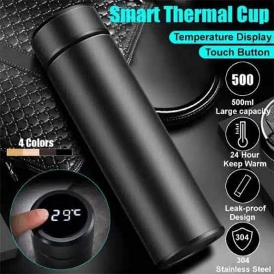 Picture of 500ML Smart LED Temperature Display Vacuum Flask | 304 Stainless Steel Thermos Bottle | Hot & Cold Insulated Water Bottle | Coffee Travel Mug Black