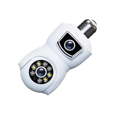 Picture of V380 E9 Dual Lens Bulb PTZ WiFi IP Camera | Dual Screen | 360° Pan Tilt | AI Human Detection | Two-Way Audio | Color Night Vision | E27 Bulb Security Camera White