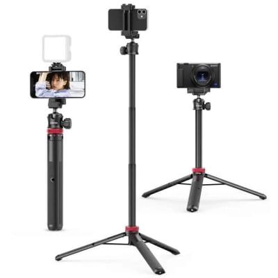 Picture of Ulanzi MT-44 Extendable Vlog Tripod | Selfie Stick with Phone Holder | Camera Tripod for Mobile, DSLR, Mirrorless & Action Camera Black