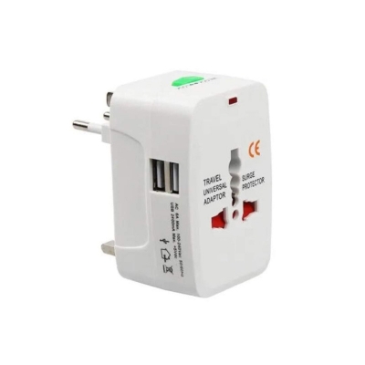 Picture of Universal Travel Adapter All in One | International Multi Plug | 150+ Countries | Surge Protection | Safety Shutter White