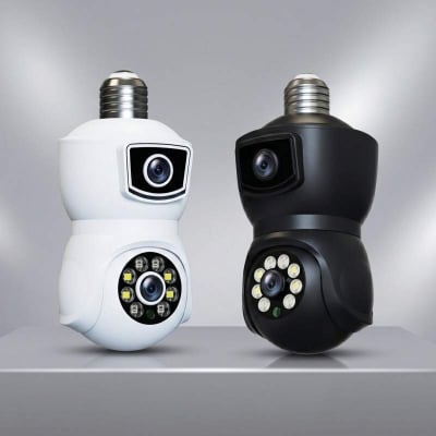 Picture of Q26 Dual Lens Outdoor (BLACK) Bulb WiFi IP Camera | Dual 3MP (6MP) | 360° PTZ | Two-Way Audio | Night Vision | Motion Detection | Waterproof Security Camera Black