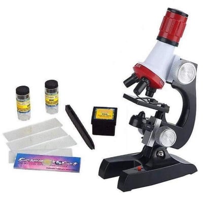 Picture of Microscope Kit Science Lab LED 100-1200X Biological Microscope Home School Educational Toys for Kids Optical Instruments-Multicolor