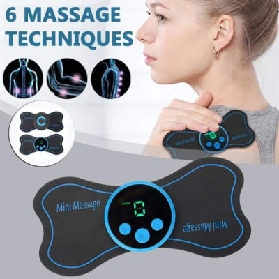 Picture of Mini Electric Neck Back Massager Cervical Massage Patch Stimulator EMS 6 Modes Muscle Relief Pain Relaxation Shoulder Instrument-Black