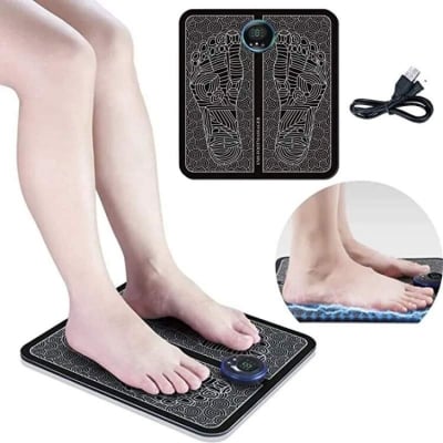 Picture of EMS Massage Machine Mat, Rechargeable Portable Folding Automatic with 8 Mode for Legs, Body, Hand Device for Men and Women-Black