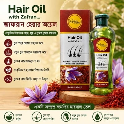 Picture of Saffron Infused Hair Oil 200ml For Healthy Hair Growth Strengthens Hair From Root To Tip Suitable For Regular Scalp Massage