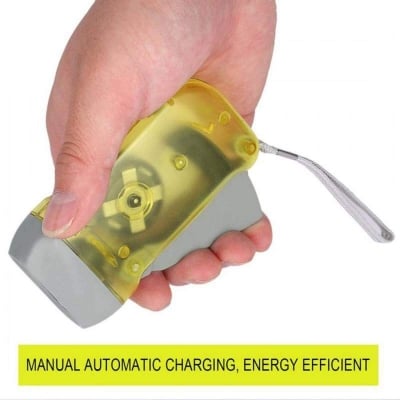 Picture of Hand Pressing Dynamo Crank Power Wind Up Flash-light Torch Light/Camping Lamp Light/light without charging, load shedding light/ 2 LED hand pressing-Yellow