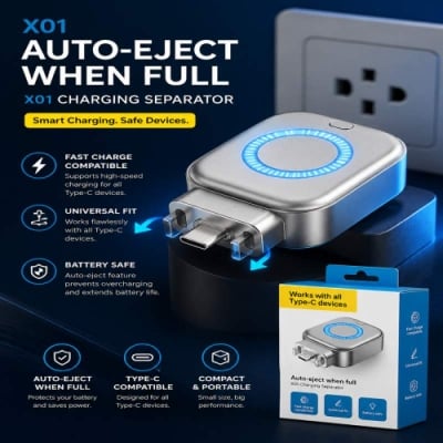 Picture of Auto-Eject Charging Separator Type-C Fast Charge Compatible-Silver