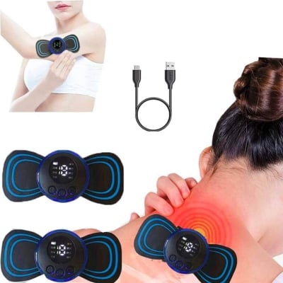 Picture of Mini Electric Neck Back Massager Cervical Massage Patch Stimulator EMS 6 Modes Muscle Relief Pain Relaxation Shoulder Instrument-Black