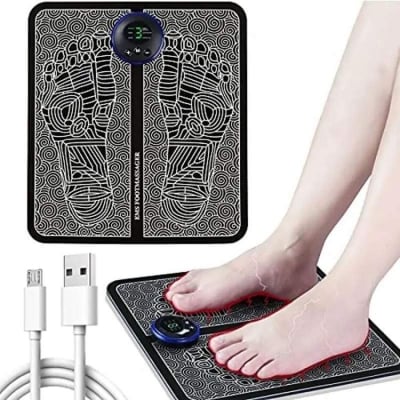 Picture of EMS Massage Machine Mat, Rechargeable Portable Folding Automatic with 8 Mode for Legs, Body, Hand Device for Men and Women-Black