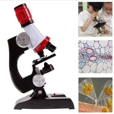 Picture of Microscope Kit Science Lab LED 100-1200X Biological Microscope Home School Educational Toys for Kids Optical Instruments-Multicolor