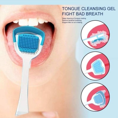 Picture of EELHOE Tongue Cleaners With Soft Brush Scraper-Blue