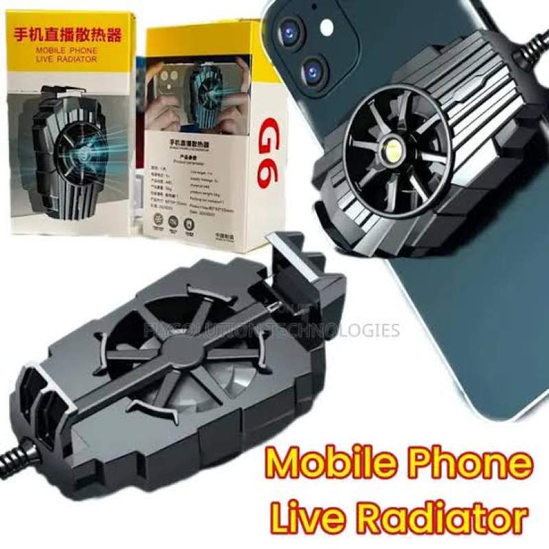 Picture of Mobile Phone Cooler G-6 live radiator Phone Cooler G-6  for Gaming Fast Running Noiseless Mobile Phone Cooling Fan for Live Streaming PUBG TikTok Outdoor Vlog-Black