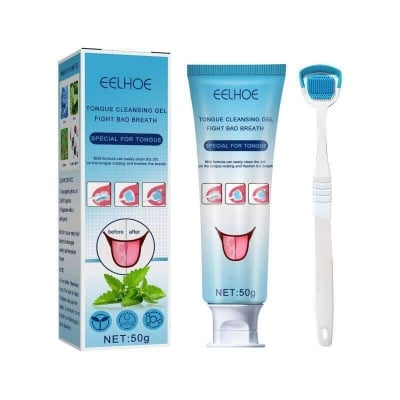 Picture of EELHOE Tongue Cleaners With Soft Brush Scraper-Blue