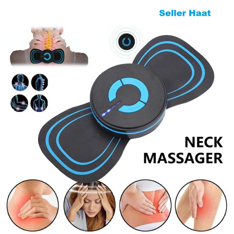 Picture of Mini Electric Neck Back Massager Cervical Massage Patch Stimulator EMS 6 Modes Muscle Relief Pain Relaxation Shoulder Instrument-Black