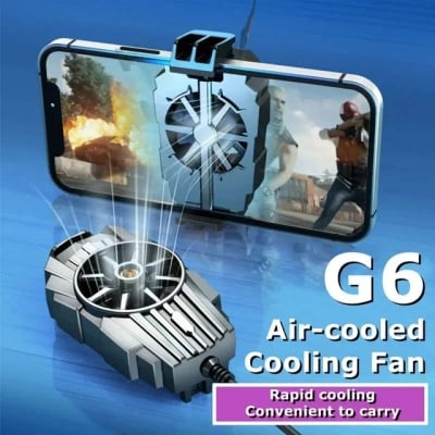 Picture of Mobile Phone Cooler G-6 live radiator Phone Cooler G-6  for Gaming Fast Running Noiseless Mobile Phone Cooling Fan for Live Streaming PUBG TikTok Outdoor Vlog-Black