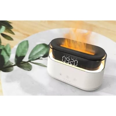 Picture of 3D Flame Light Aroma Essential Oil Diffuser with Alarm Clock 180ml Cool Mist Air Humidifier with Time Display