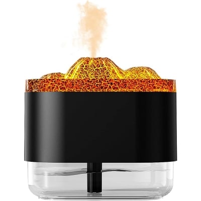 Picture of 300ML 7 Colorful Lights Volcano Flame Diffuser Volcano Humidifier Diffuser Essential Oils Mini USB-Powered Aromatherapy & Air Purifier for Car, Office, Home