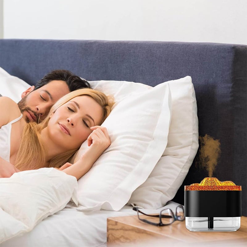 Picture of 300ML 7 Colorful Lights Volcano Flame Diffuser Volcano Humidifier Diffuser Essential Oils Mini USB-Powered Aromatherapy & Air Purifier for Car, Office, Home