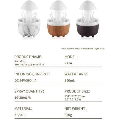 Picture of Rain Drop Humidifiers for Bedroom, Cute Jellyfish Cloud Rain Humidifier with Remote, 300ml Cloud Humidifier Rain Drop, Cool mist humidifier USB-Powered Aromatherapy & Air Purifier for Car, Office, Home
