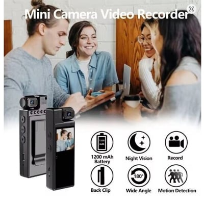 Picture of 4K HD Motion Detection and Night Vision Sports Camera Portable Mini Video Recorder with WiFi 64G Memory Loop Recording Waterproof Clip-On Camcorder Video Recorder Portable Camera Security-Black