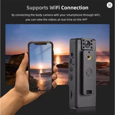 Picture of 4K Body Camera w/ Audio /Video Recording Wearable Body Cam WiFi Camera Camcorder with 180° Rotatable Lens Night Vision Lights-Black