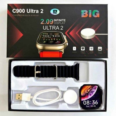 Picture of C900 Ultra 2 smart watch 2.09 Infinite Display Bluetooth Calling Heart Rate Pressure Sports Real Screw & Buckle Game Smart Watch  for Men Women, HD Screen Activity Tracker Smartwatch, Fitness Tracker with Heart RateSleep Monitor, 25 Sport Modes IP68