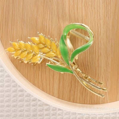 Picture of Shark Alloy Clip Wheat Ear Design ~ Sense Hairpin Women's Summer Large Elegant Back Head Hair Clip Headwear Clip