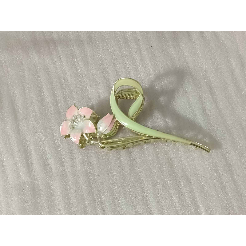 Picture of A Face Flower Hand-painted Enamel Elegant Grab Zinc alloy Clip Hairpin Women's New Back Head Cute Mori Headwear Exquisite-L94 Yellow Lily