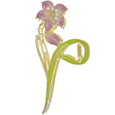 Picture of A Face Flower Hand-painted Enamel Elegant Grab Zinc alloy Clip Hairpin Women's New Back Head Cute Mori Headwear Exquisite-L94 Yellow Lily